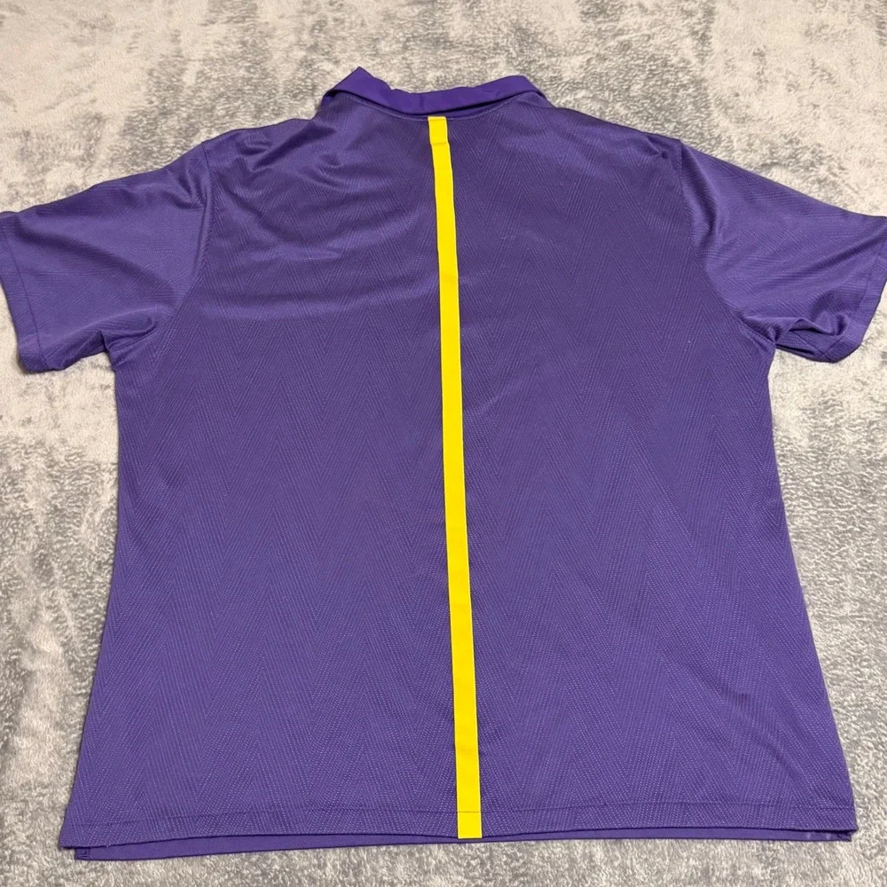 Nike LSU Tigers Dri FIT Polo‎ Shirt Mens Large Purple Yellow Golf Casual